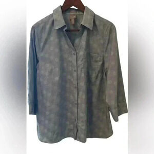 Chicos Women’s Blue Polkadot Button-down, size 2, Career, Cotton